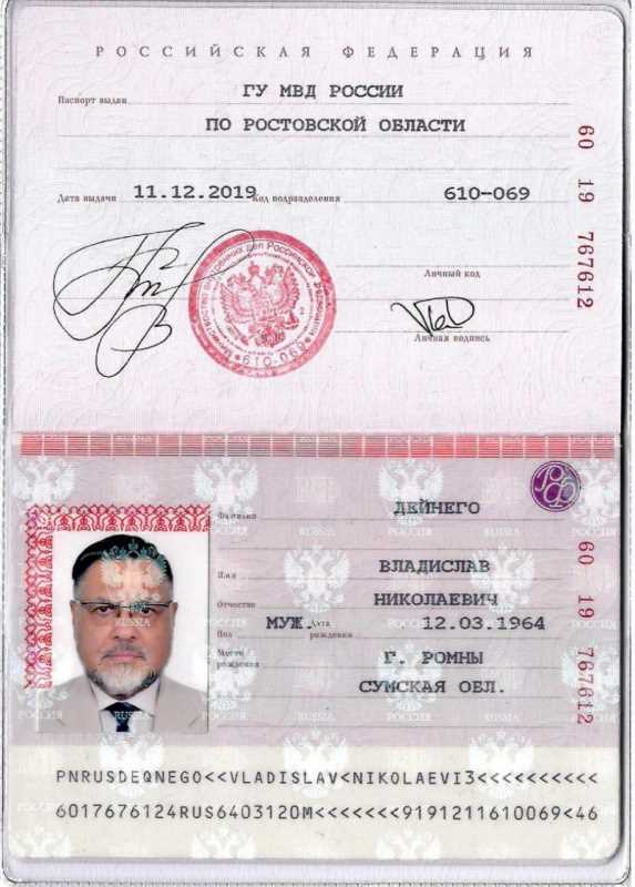 Паспортные данные гражданина РФ